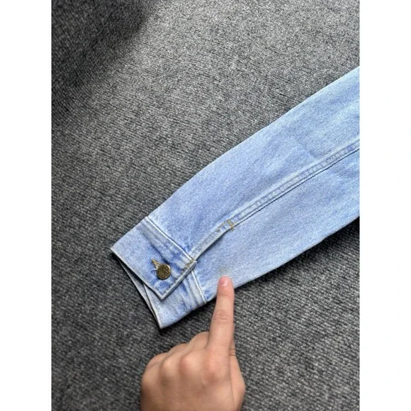 Mens Denim Lee Riders Trucker Blue Button Jacket Short Fit 90s, Size M
